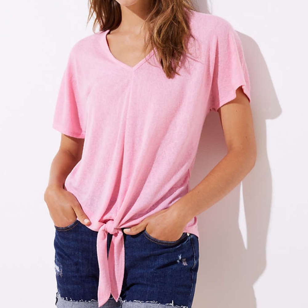 NWT LOFT darling pink Tie Hem Dolman Tee